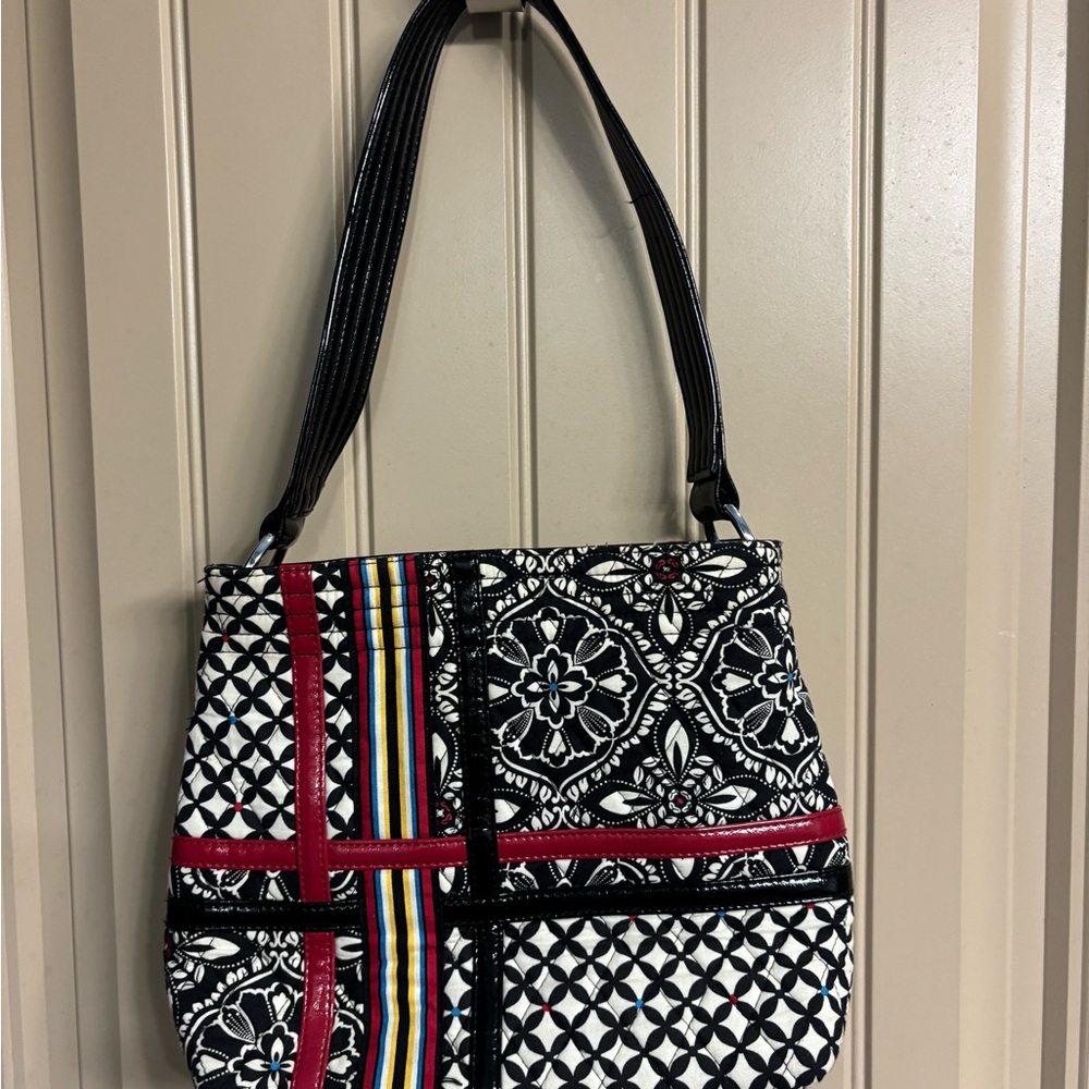 Vera Bradley Black and Red Patterned Shoulder Bag - Picture 3 of 4